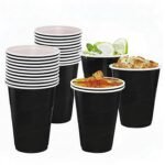 FunBlast Party Drinking Glasses – 20 Pcs | 500 ML Reusable Beer Pong & Cocktail Cups | Leakproof, Strong & Durable Plastic Glass Set for Parties, Events & Celebrations (Black)